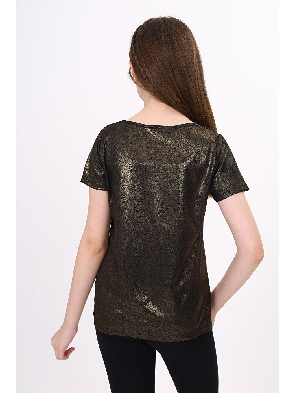 Sarı Kız Çocuk Kum Varaklı Tişört-3