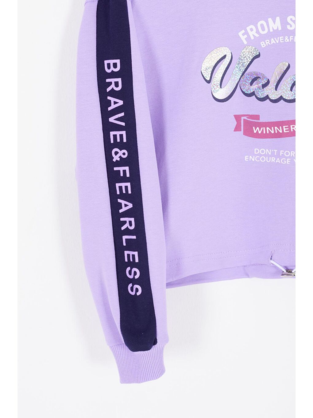 Lila Şerit Yazılı Payetli Kız Çocuk Eşofman Takımı 17131-1