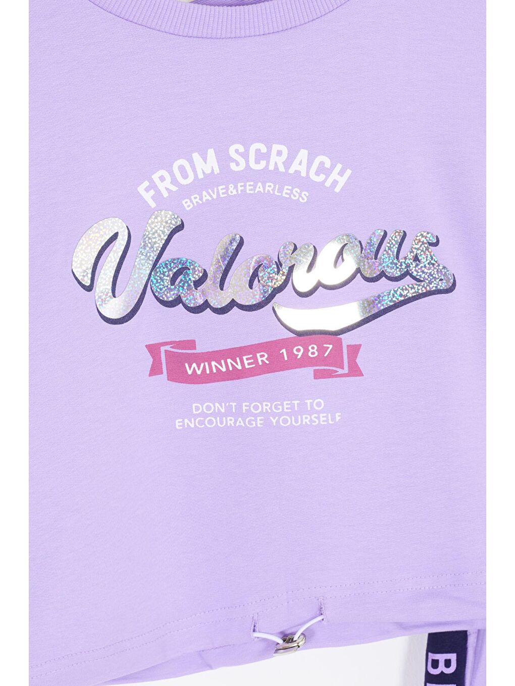 Lila Şerit Yazılı Payetli Kız Çocuk Eşofman Takımı 17131-2