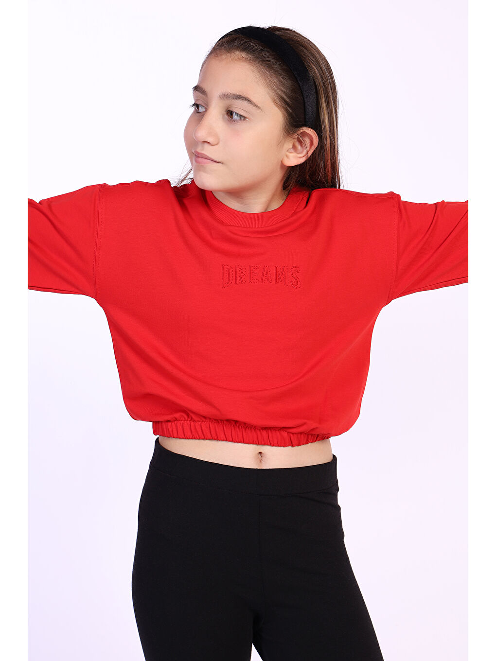 Kırmızı Kız Çocuk Dreams Nakışlı Sweatshirt