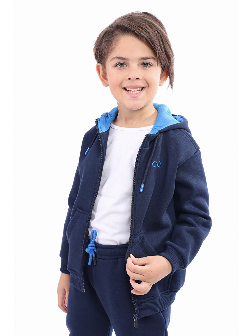 Lacivert Unisex Çocuk Nakışlı Hırka-3