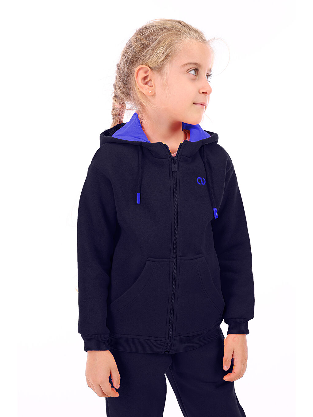 Lacivert Unisex Çocuk Nakışlı Hırka-4
