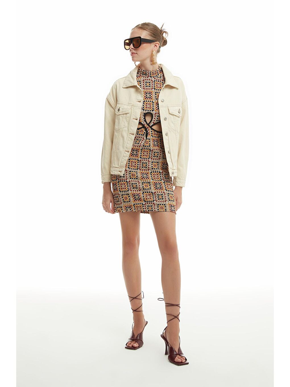 Ekru Jean Ceket Kemik-2