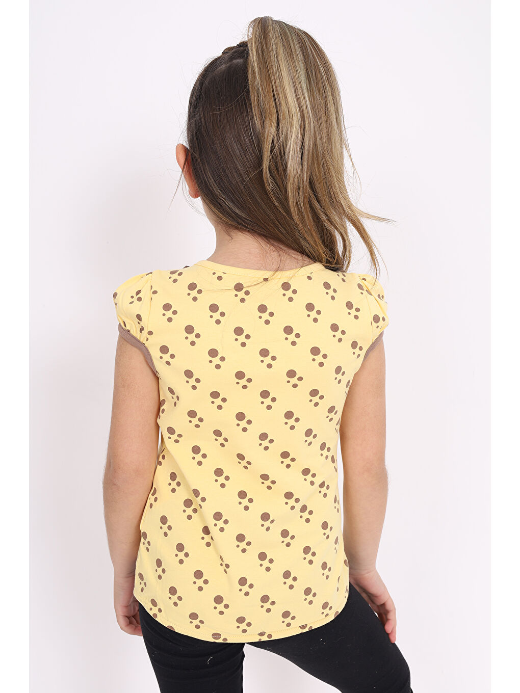 Sarı Kız Çocuk Nakış Detaylı Tişört-3