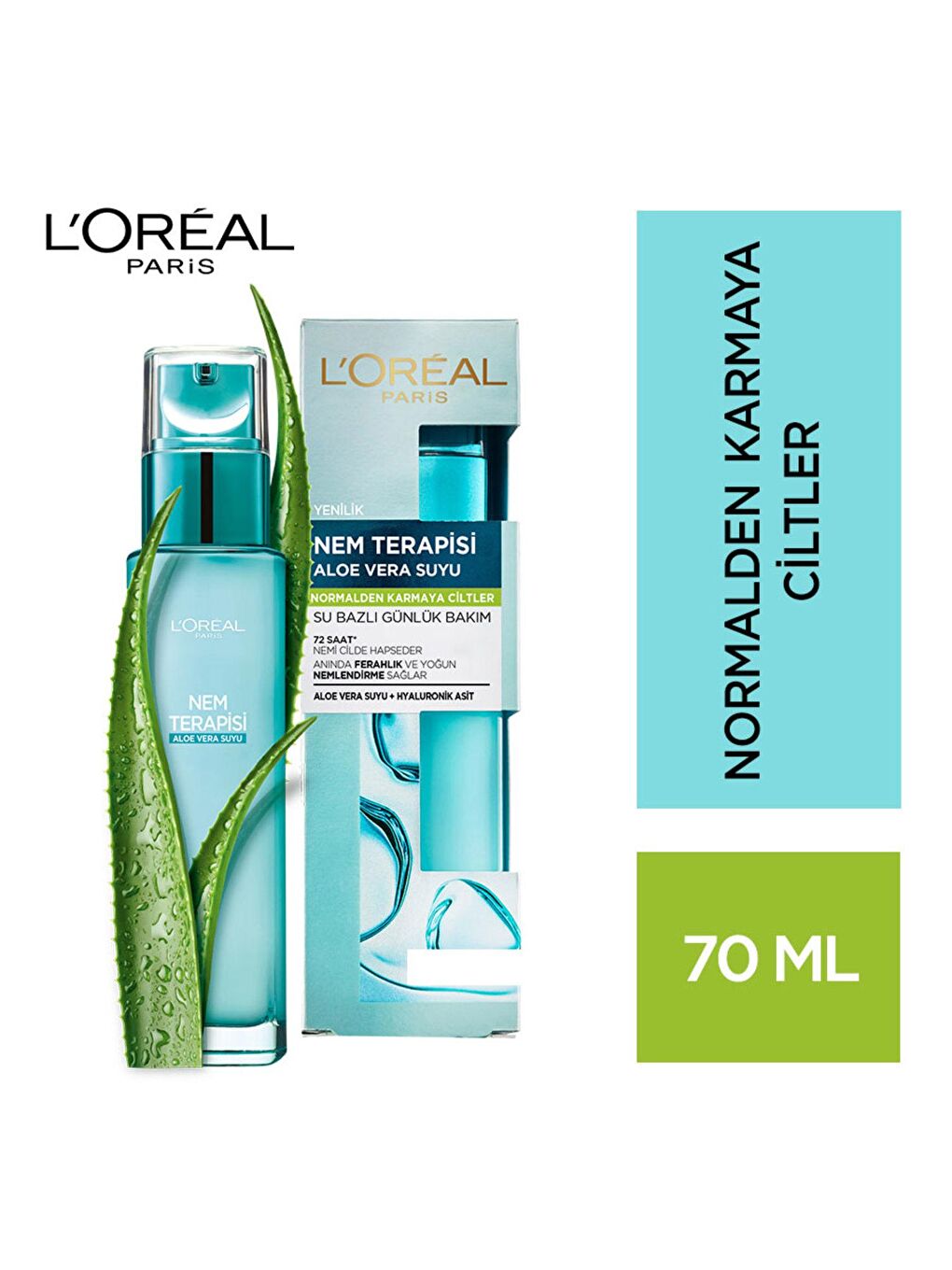 L'Oreal Paris Şeffaf Nem Terapisi Aloe Vera Suyu Normalden Karmaya Ciltler