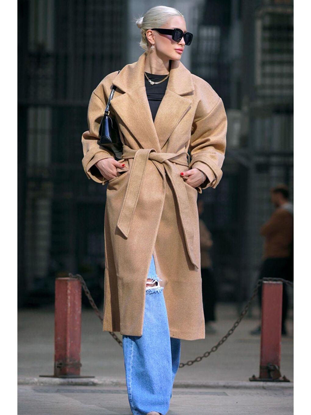 Kahverengi Oversize Uzun Kadın Kaban Mg1584