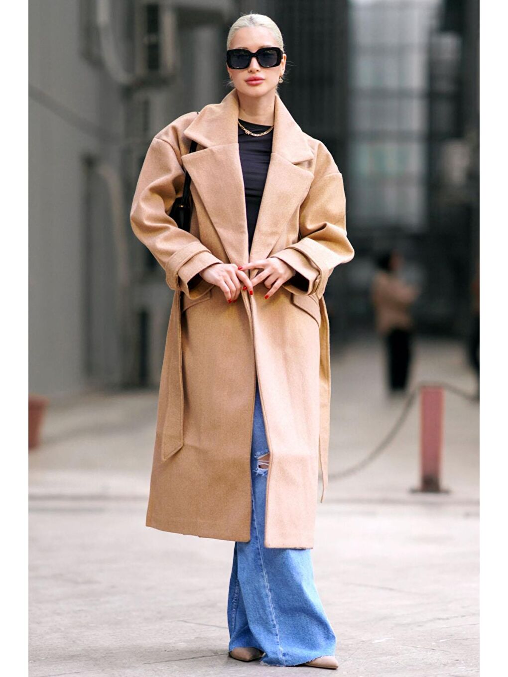 Kahverengi Oversize Uzun Kadın Kaban Mg1584-1