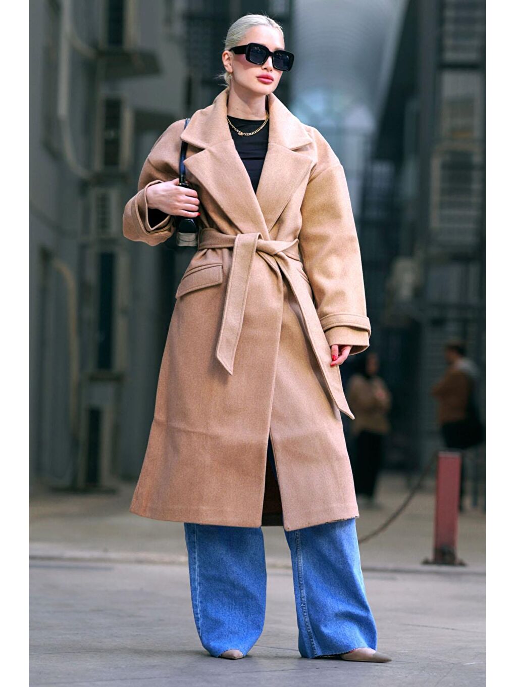 Kahverengi Oversize Uzun Kadın Kaban Mg1584-3