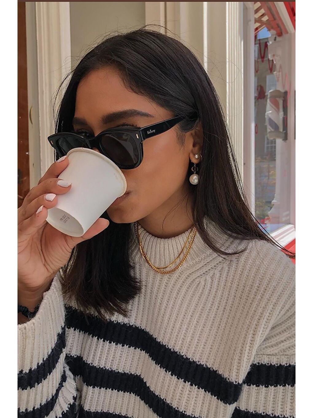 Siyah Çizgili Kadın Kazak Mg1298-6