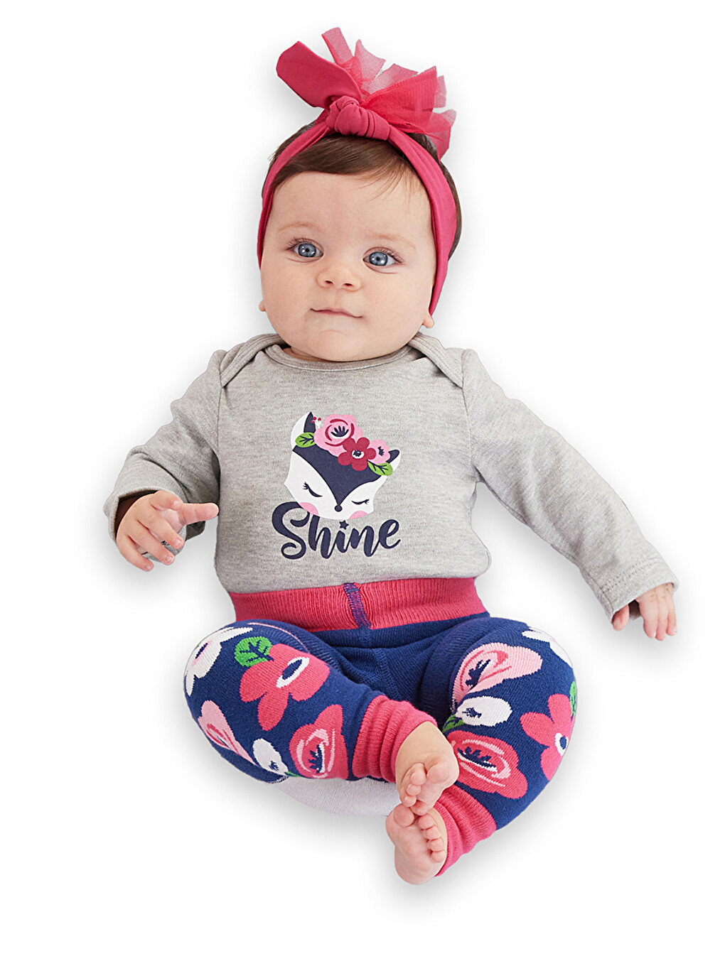 Karışık Tilki Kız Bebek Body Tayt-Pantolon Takım-1
