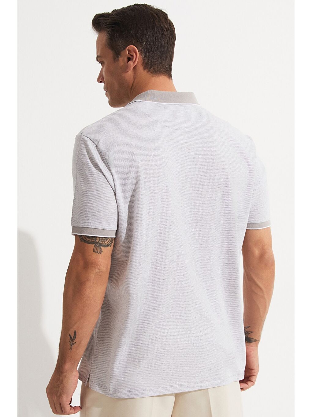 Gri Polo Yaka Kısa Kollu Erkek Tişört-4