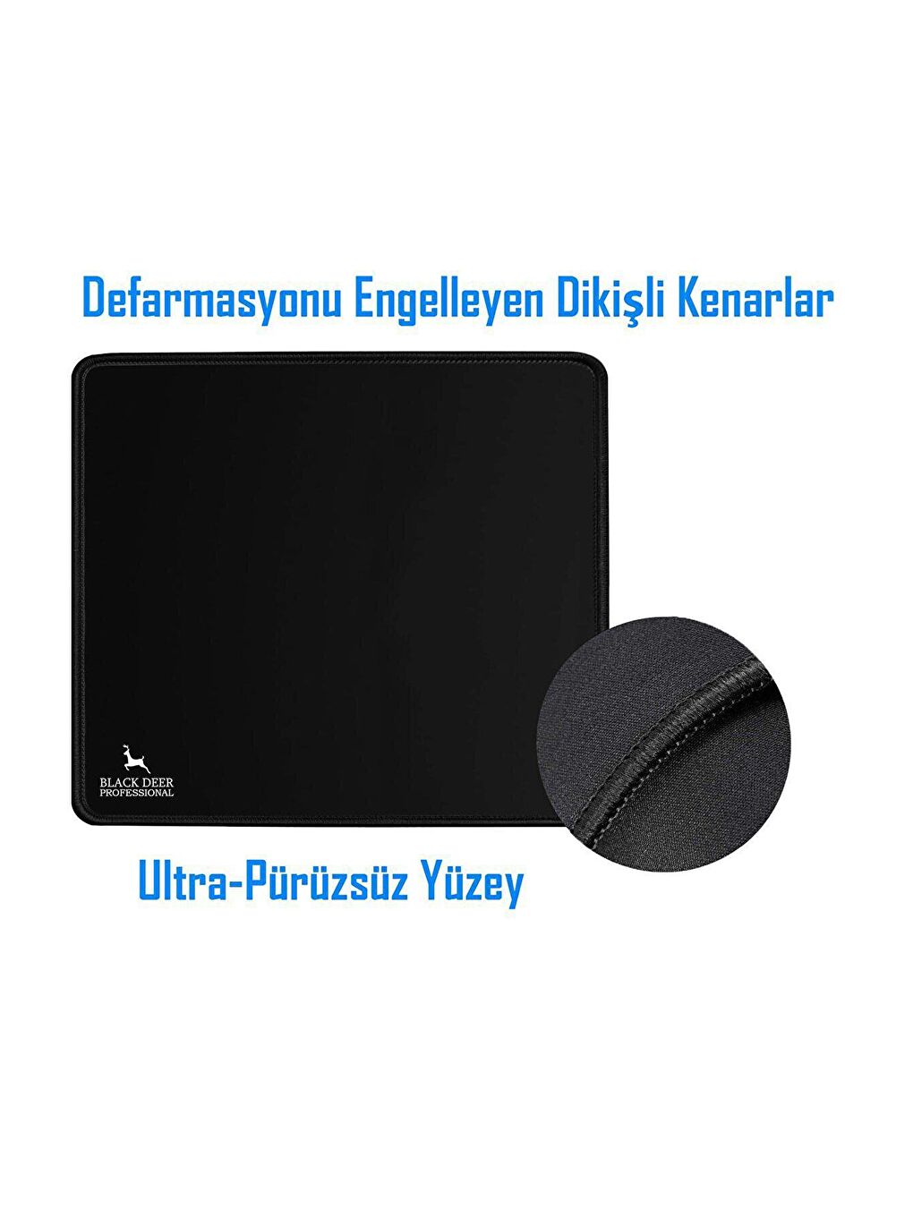 Black Deer Siyah Professional Kaydırmaz Mouse Pad 35*28cm Dikişli - 1