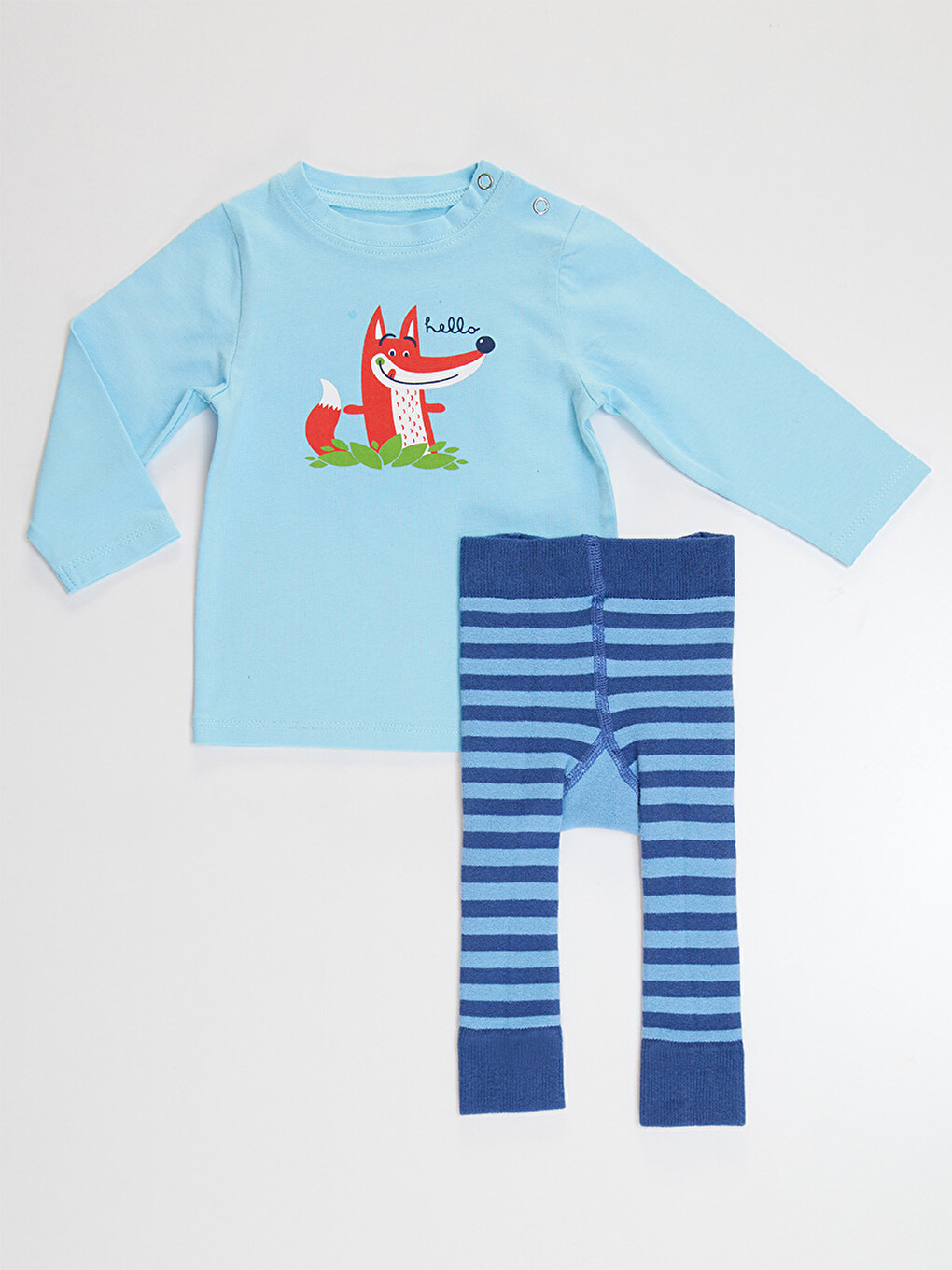 Karışık Tilki Erkek Bebek Tişört Tayt-Pantolon Takım-3