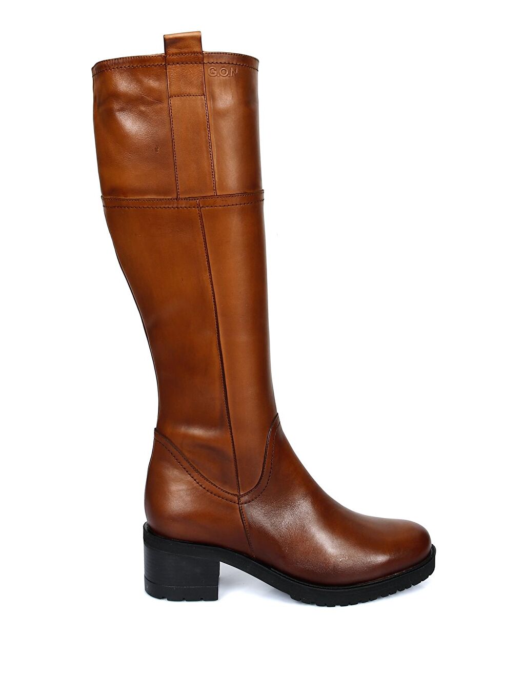 Kahverengi TABA-KAHVERENGİ  Hakiki Deri Yuvarlak Burun Kauçuk Taban Topuklu Fermuarlı Kadın Günlük Çizme 63591-3