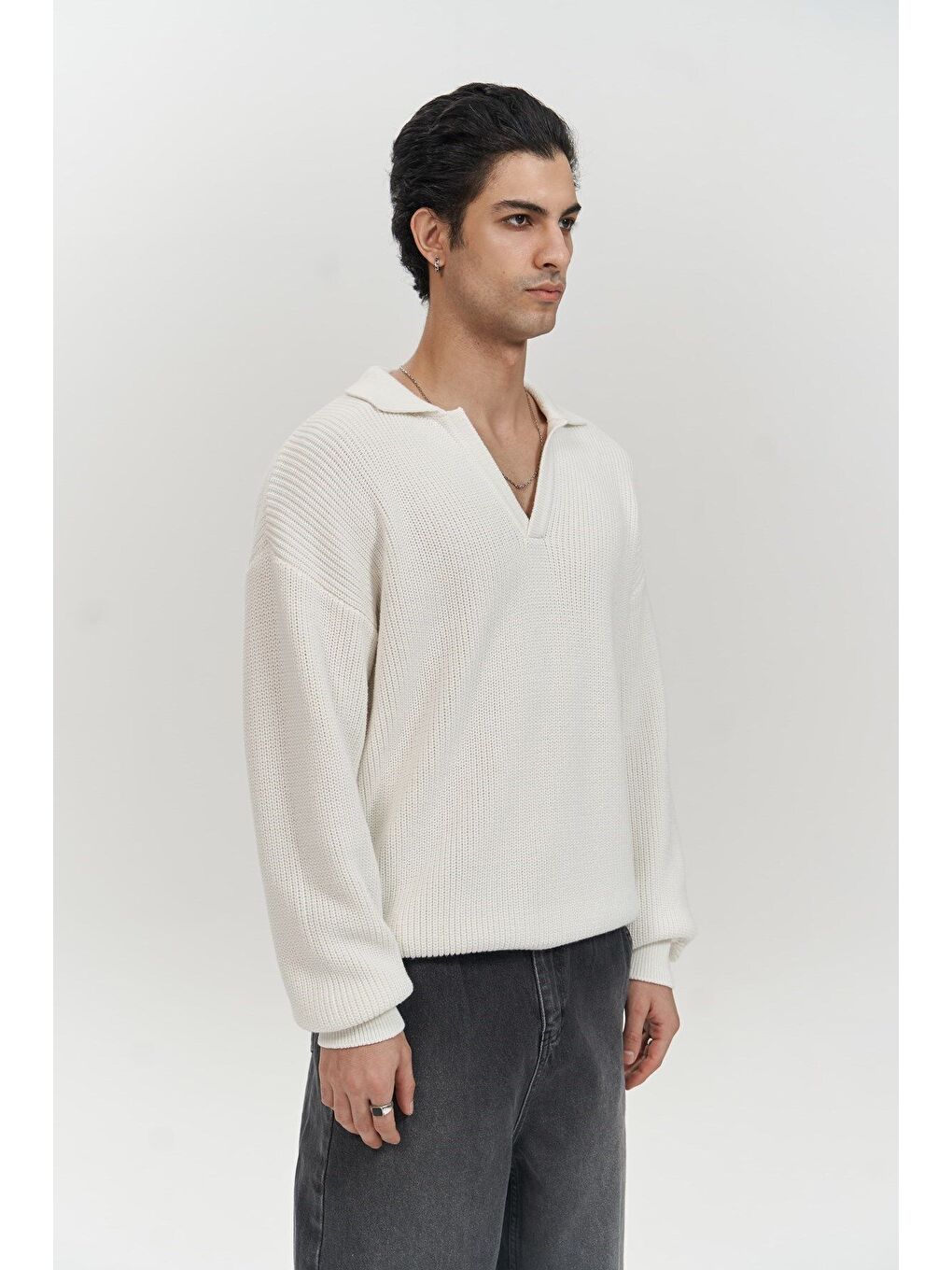 Magnus Polo Yaka Ekru Erkek Triko Kazak-2