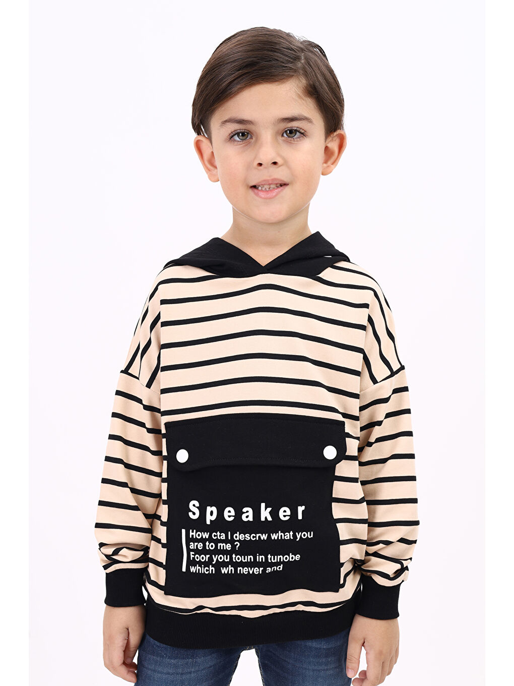 Bej Erkek Çocuk Baskılı Sweatshirt-2