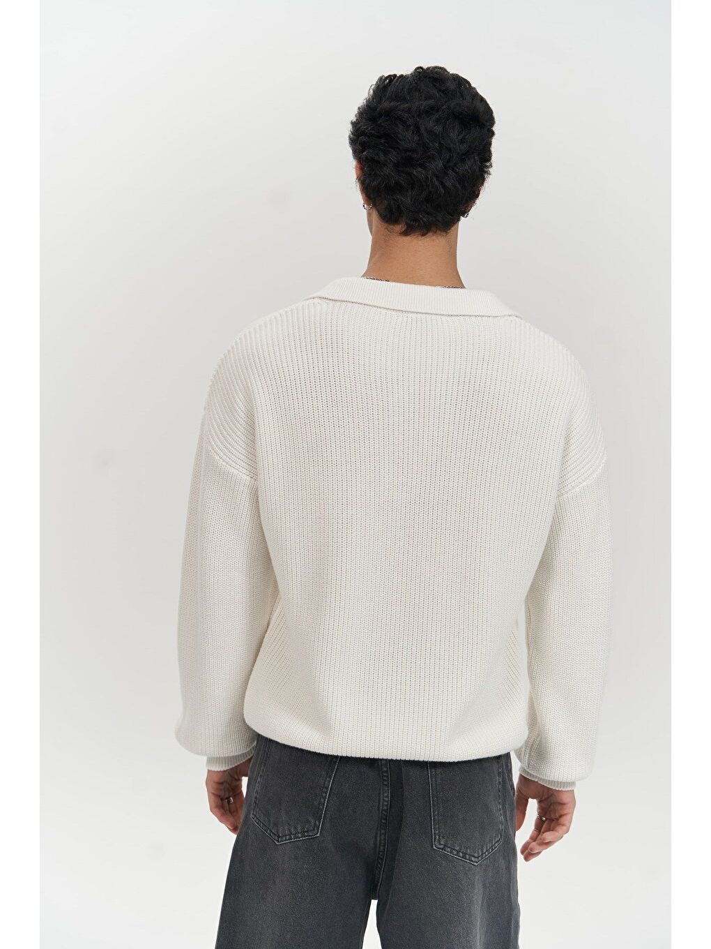 Magnus Polo Yaka Ekru Erkek Triko Kazak-3