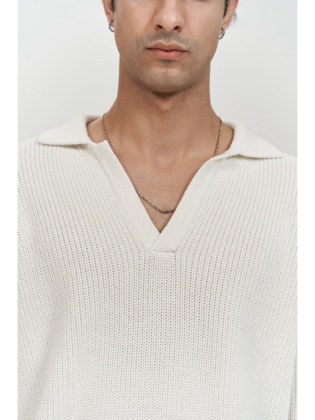 Magnus Polo Yaka Ekru Erkek Triko Kazak-4