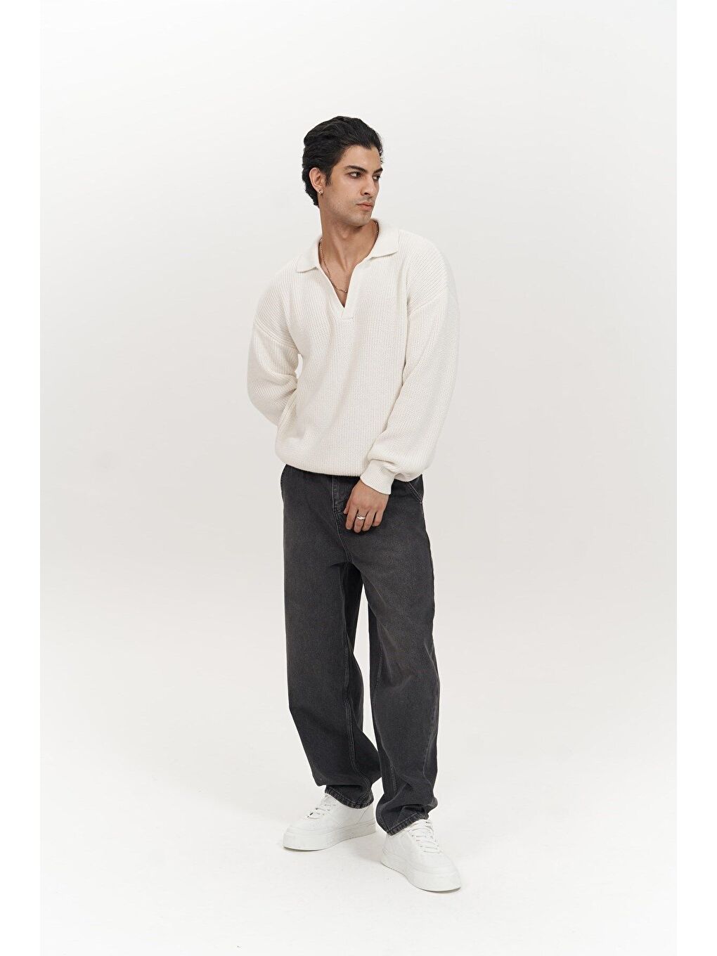 Magnus Polo Yaka Ekru Erkek Triko Kazak-6