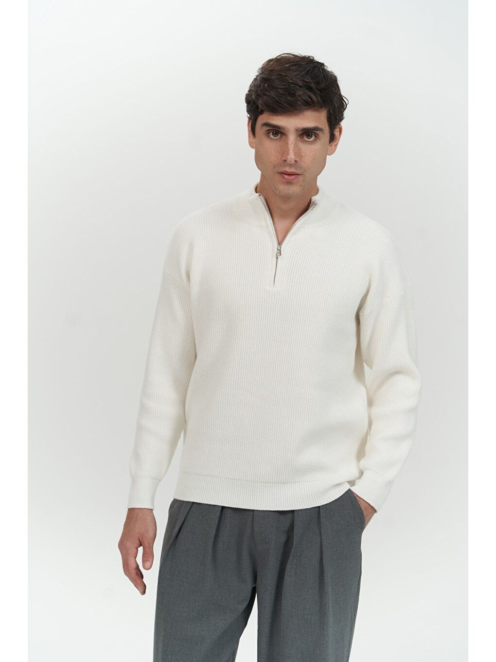 Mathis Ekru Balıkçı Yaka Erkek Triko Kazak