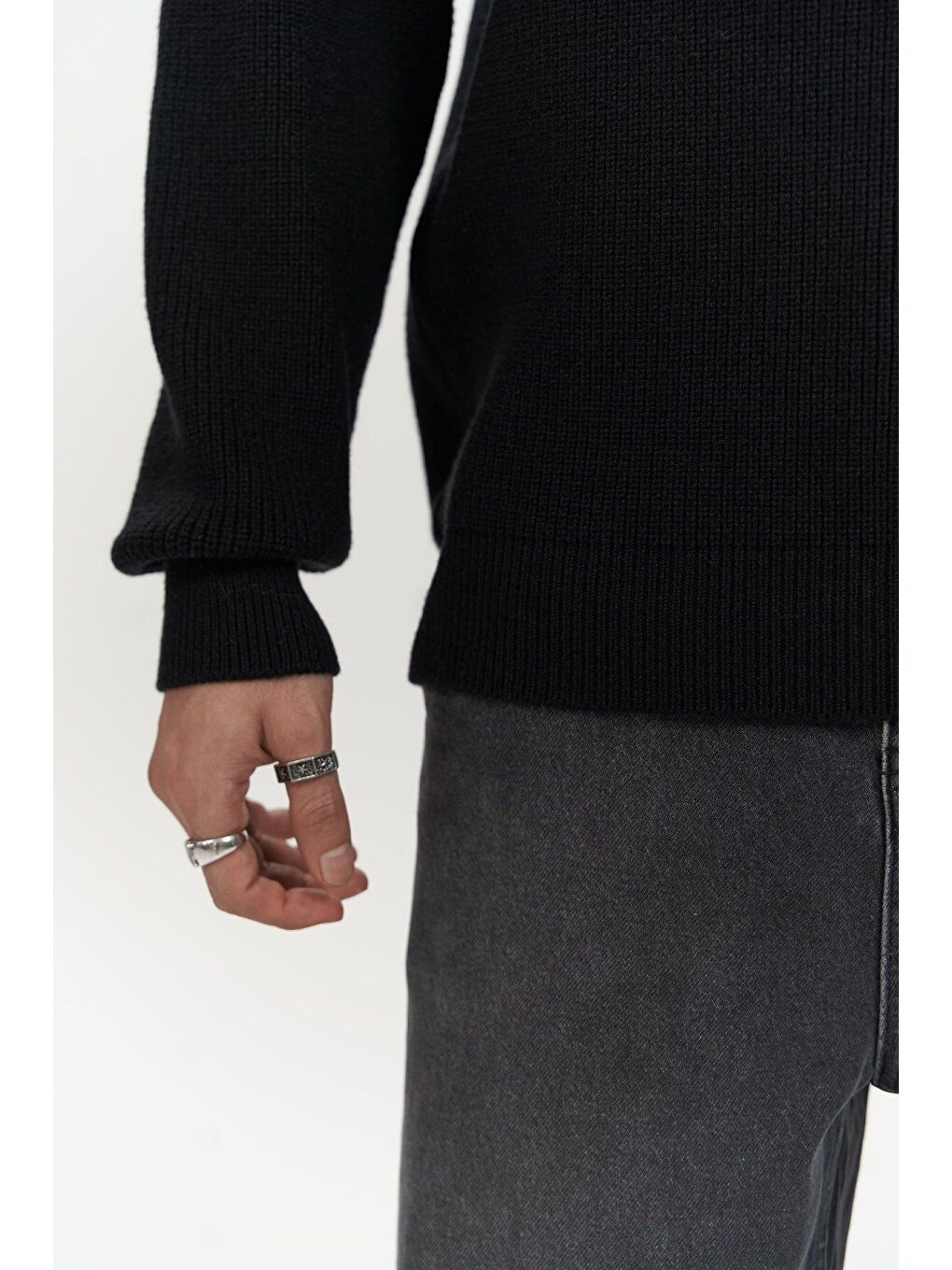 Mathis Siyah Balıkçı Yaka Erkek Triko Kazak-4