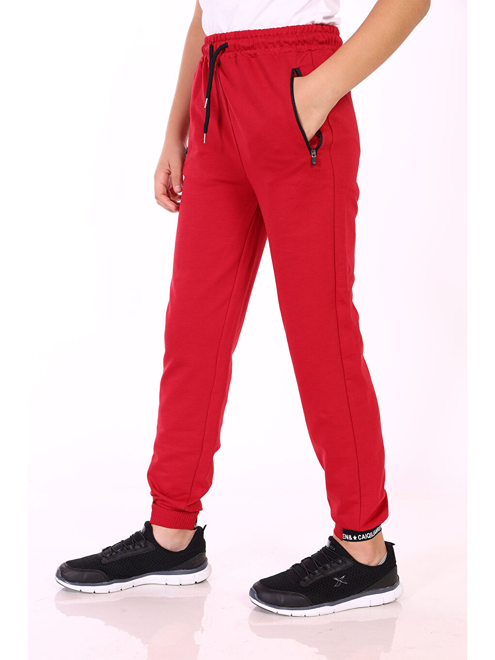 Kırmızı Kız Çocuk Cepli Jogger Eşofman Alt-1