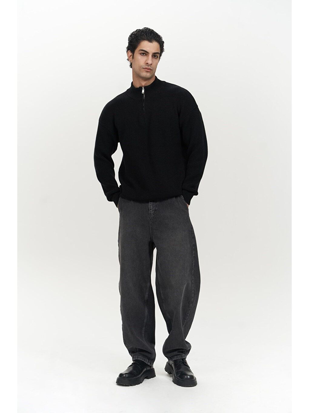 Mathis Siyah Balıkçı Yaka Erkek Triko Kazak-5