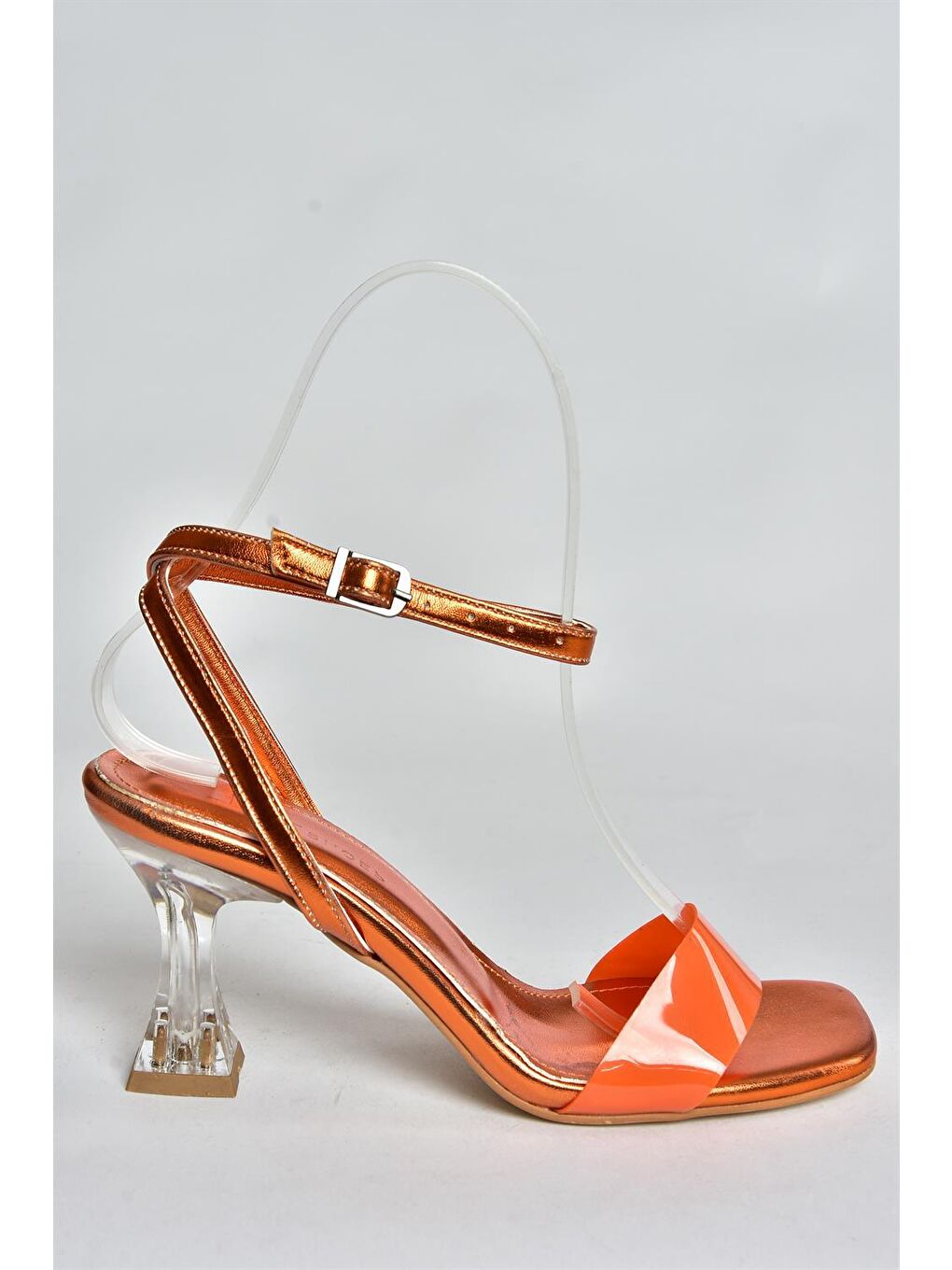 Turuncu Cam Topuklu Kadın Ayakkabı P518291709-4