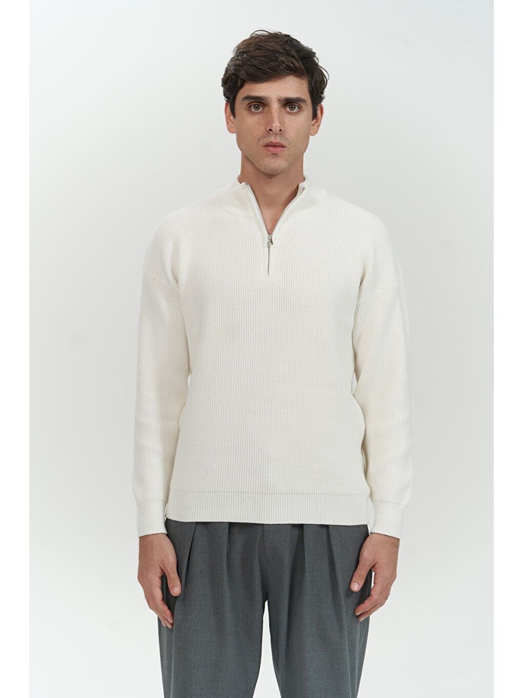 Mathis Ekru Balıkçı Yaka Erkek Triko Kazak-1