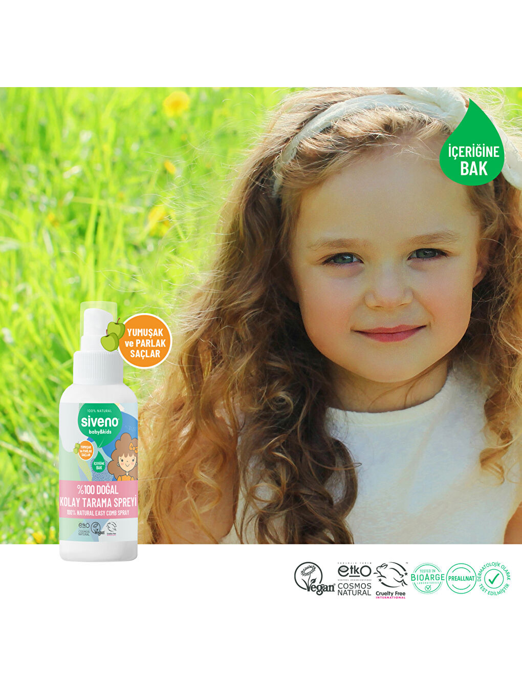 %100 Doğal Kolay Tarama Spreyi Çocuklar İçin Nemlendirici Hindistan Cevizi Yağlı 100 ml-4