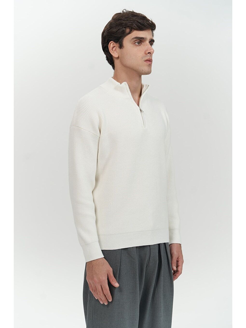 Mathis Ekru Balıkçı Yaka Erkek Triko Kazak-2