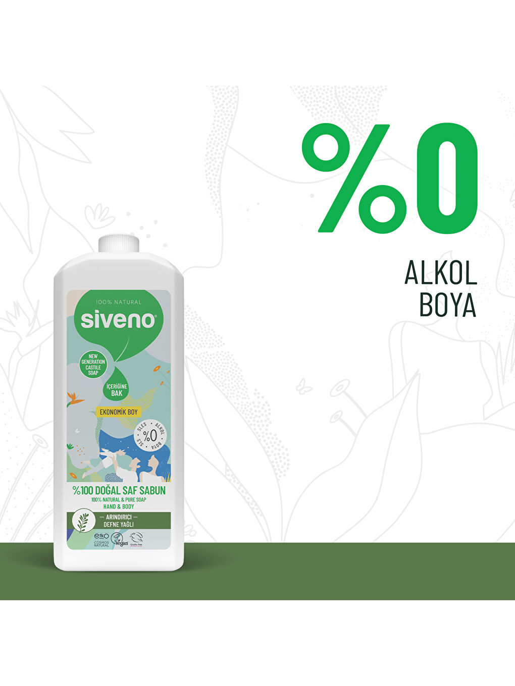 %100 Doğal Sıvı Kastil Sabun Defne Yağlı Yoğun Nemlendirici Arındırıcı Bitkisel Vegan 1000 ml-3