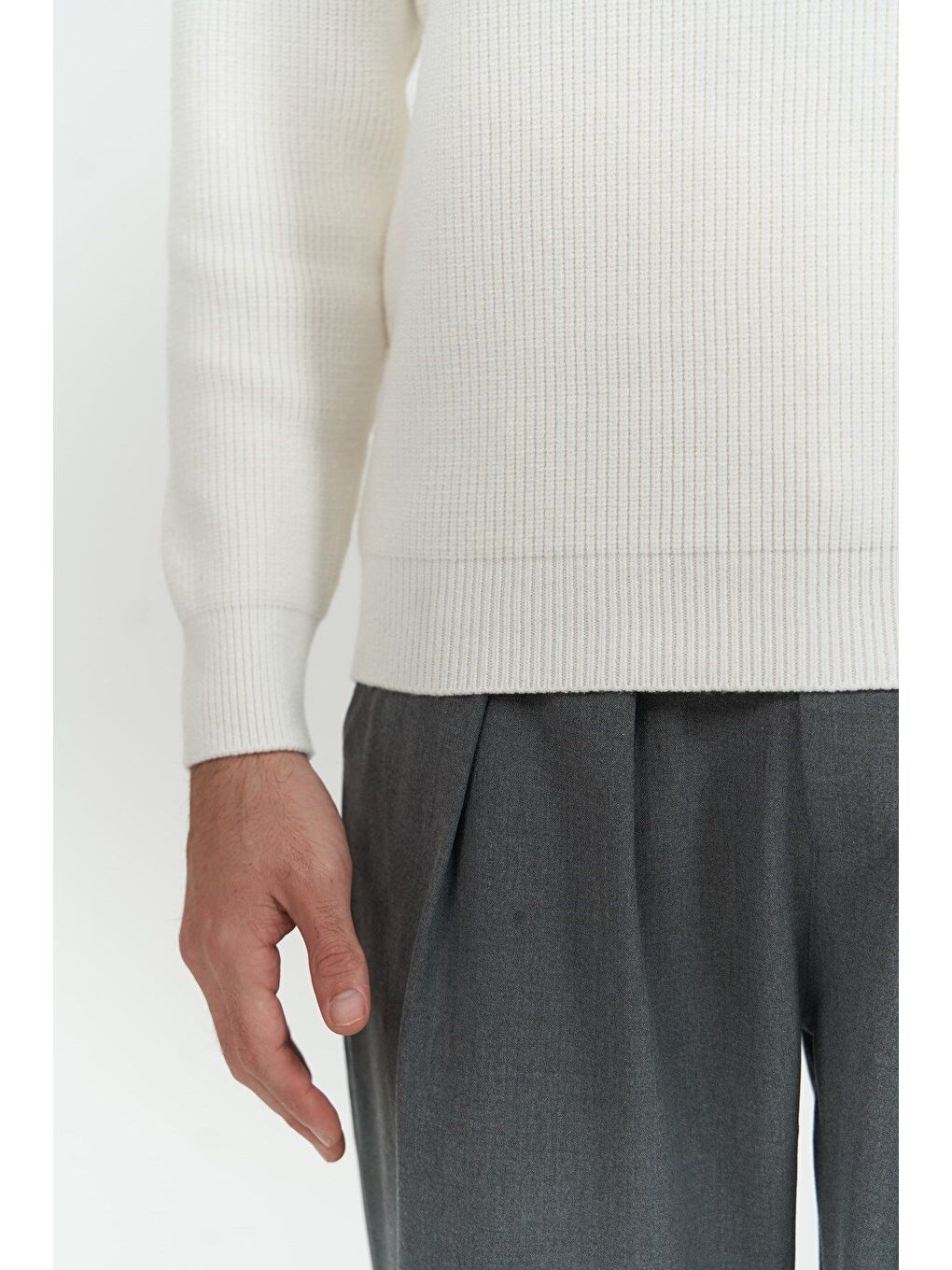 Mathis Ekru Balıkçı Yaka Erkek Triko Kazak-5