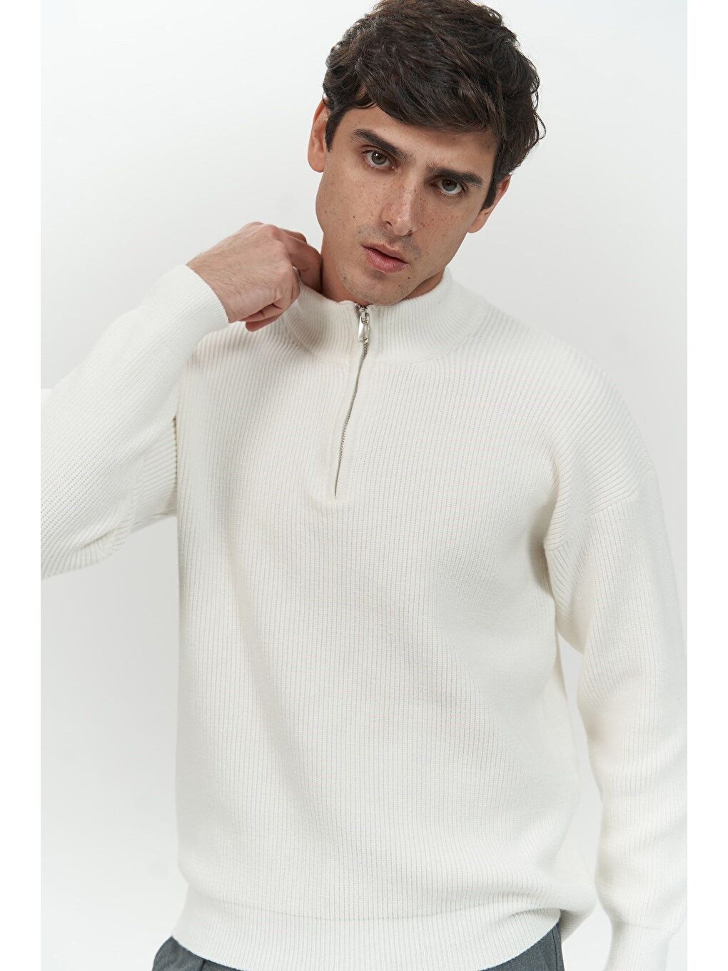 Mathis Ekru Balıkçı Yaka Erkek Triko Kazak-6