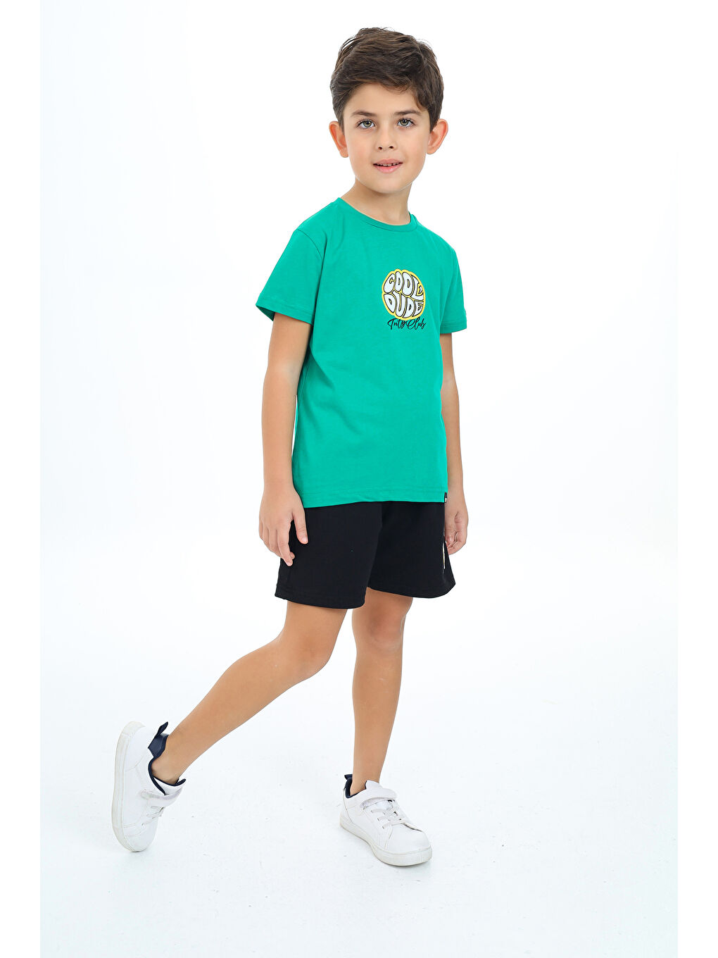 Yeşil Erkek Çocuk Baskılı Şortlu Takım-2