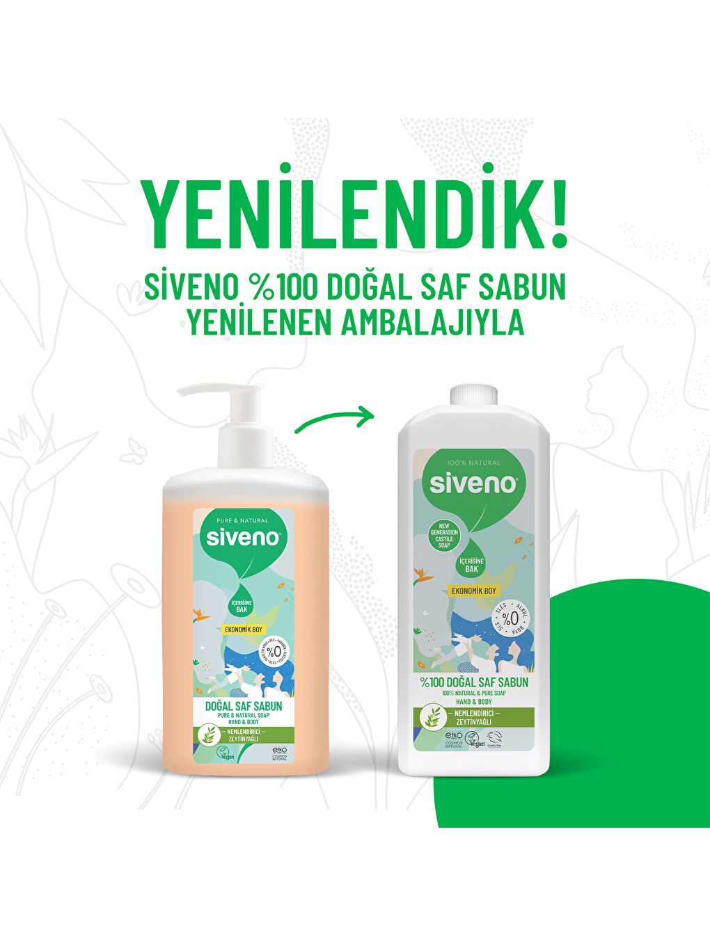 %100 Doğal Sıvı Kastil Sabun Zeytinyağlı Yoğun Nemlendirici Bitkisel Vegan 1000 ml-1