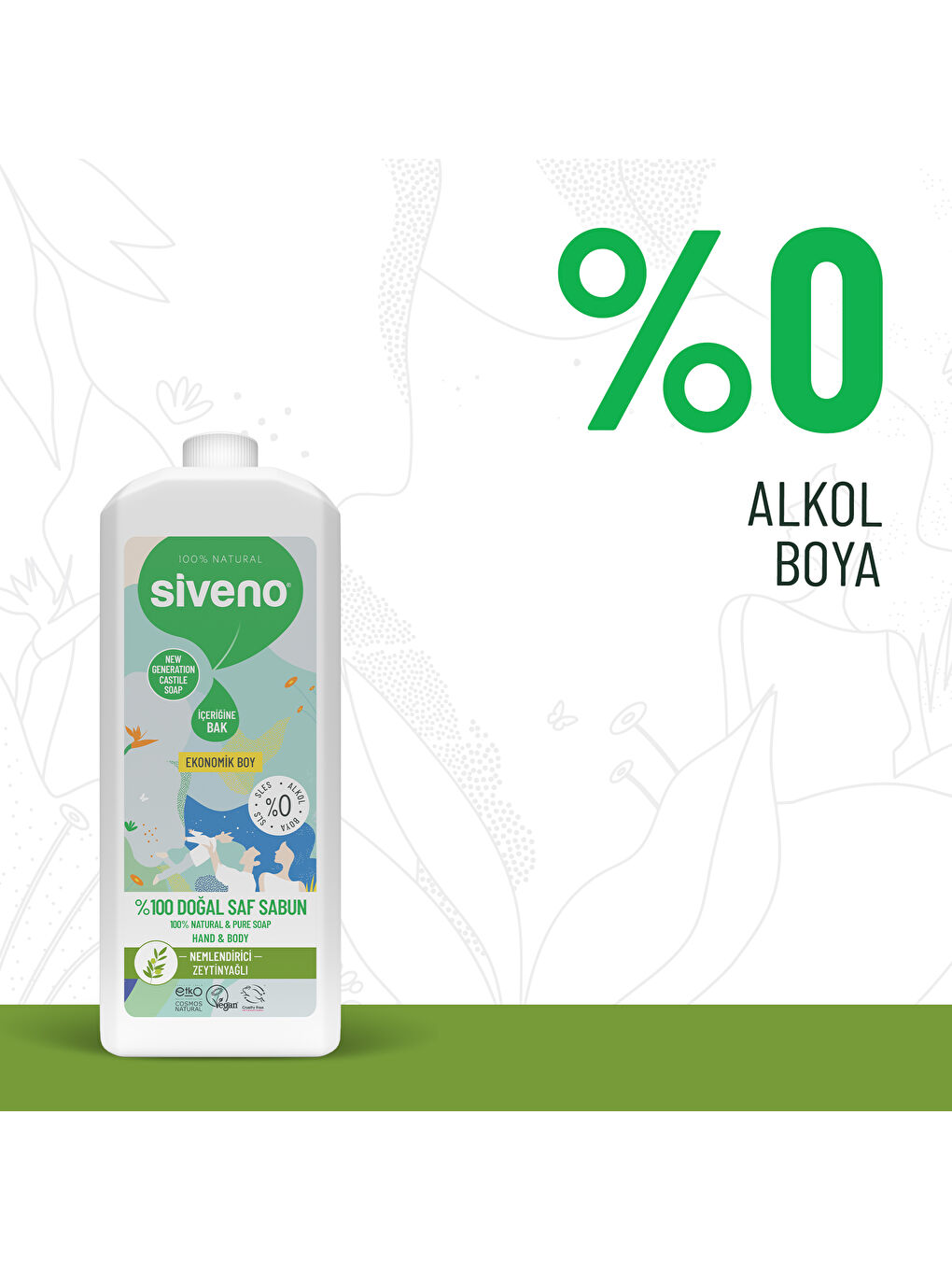 %100 Doğal Sıvı Kastil Sabun Zeytinyağlı Yoğun Nemlendirici Bitkisel Vegan 1000 ml-3