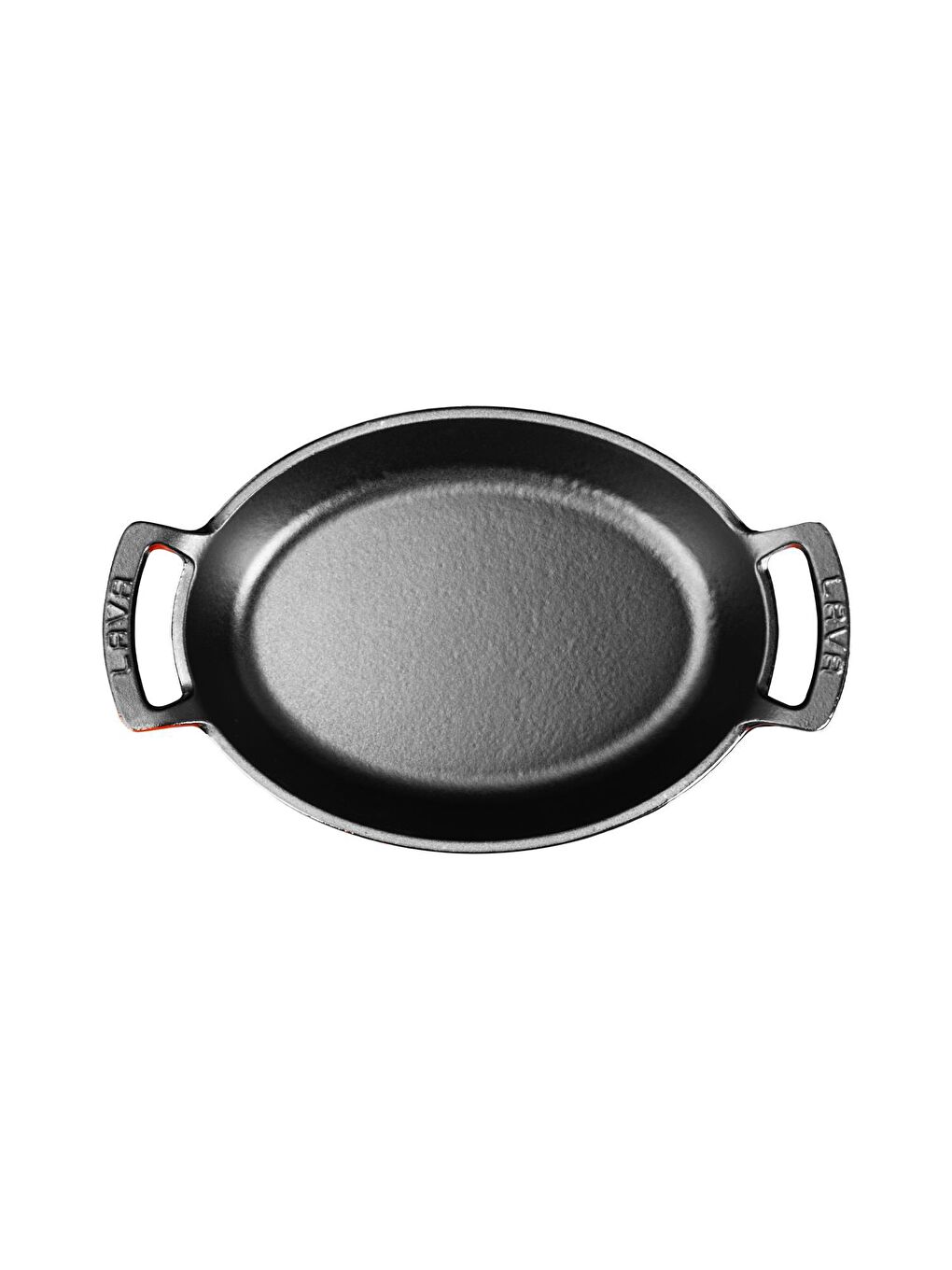 Kırmızı Oval Sahan Döküm Demir Yekpare Çift Kulplu Ölçü 27x20cm.-2