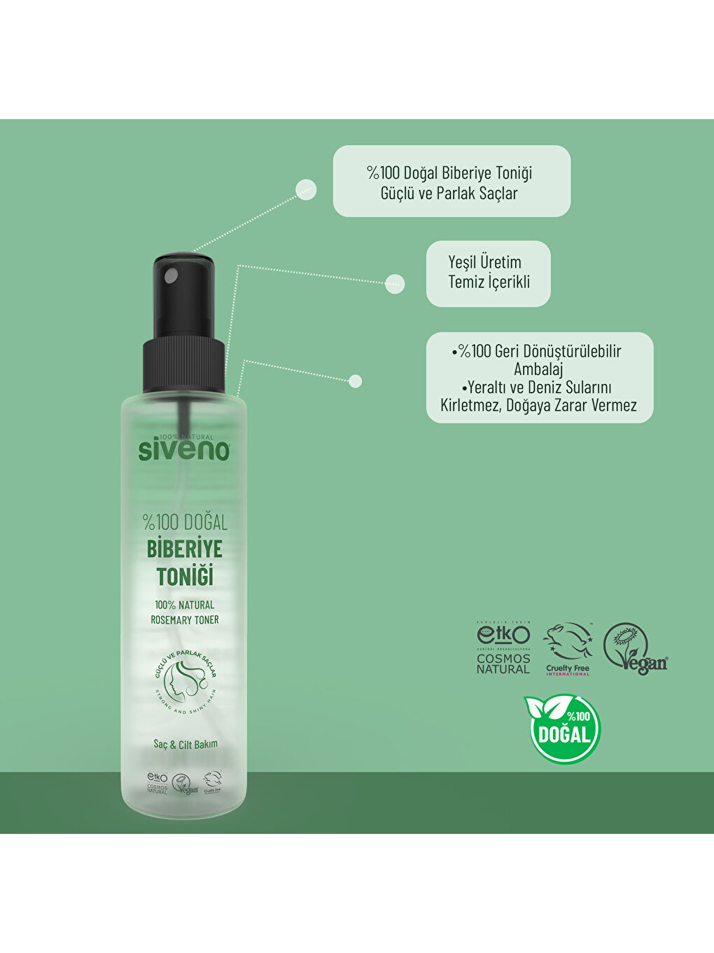 %100 Doğal Biberiye Suyu Saç Dökülmesi Karşıtı ve Hızlı Saç Uzatma Etkili Saç Toniği 150 ml-4