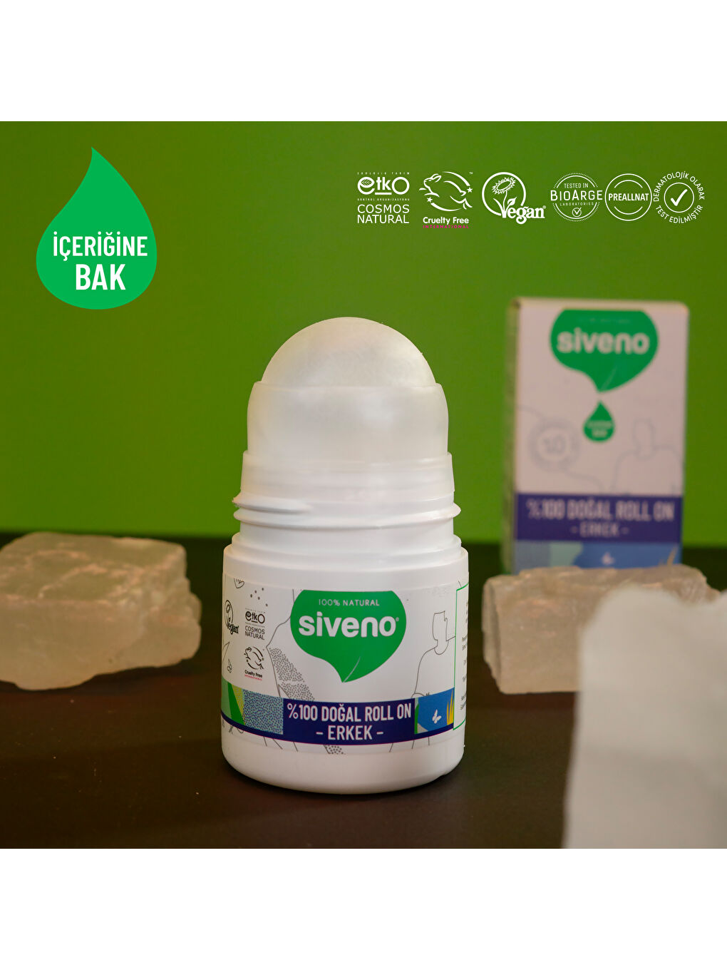 %100 Doğal Roll On Erkek Deodorant Ter Kokusu Önleyici Bitkisel Leke Bırakmayan Vegan 50 ml-1