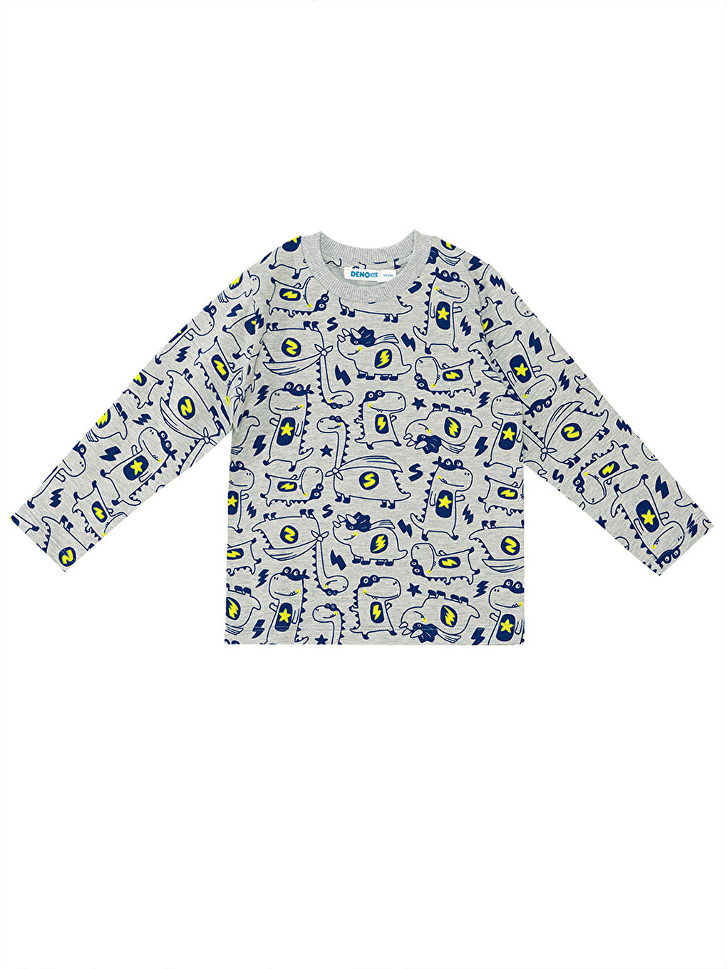 Süper Dino Erkek Bebek Gri Pijama Takımı-4