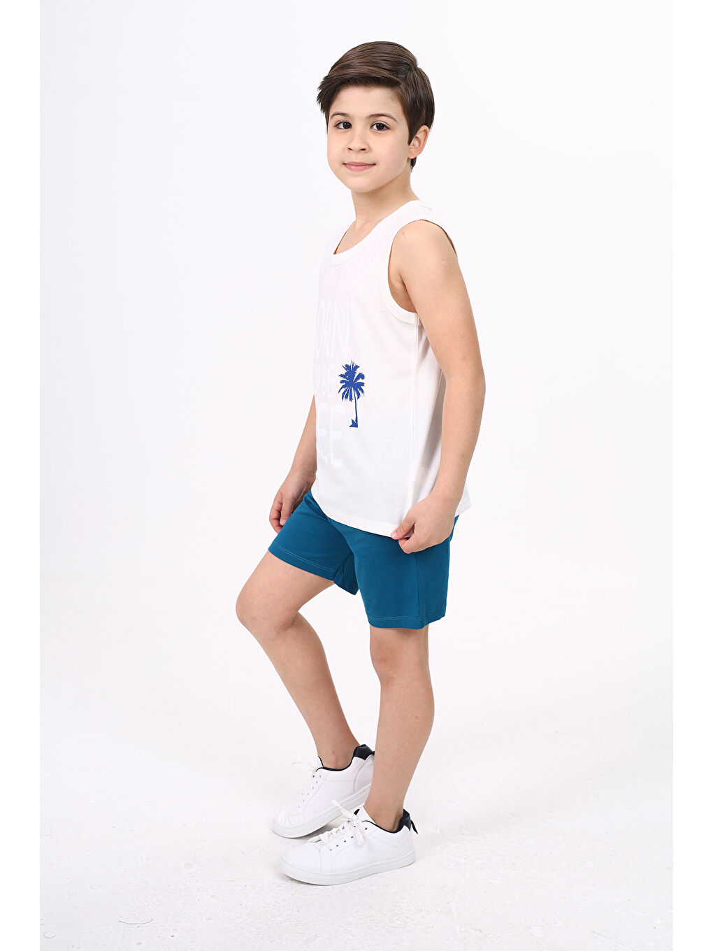 Ekru Erkek Çocuk Free Baskılı Şortlu Takım-2