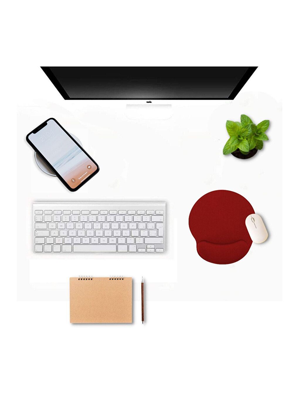 Bilek Destekli  Ergonomik Jel Mouse Pad Kırmızı-1