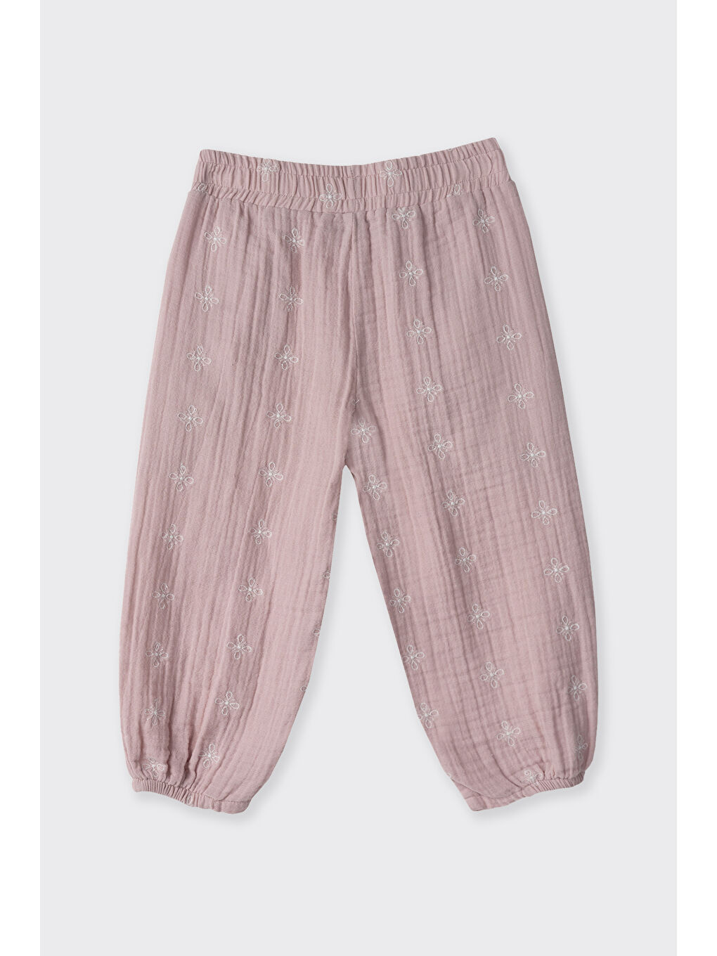 Kız Bebek Nakışlı Müslin Pembe Pantolon-1