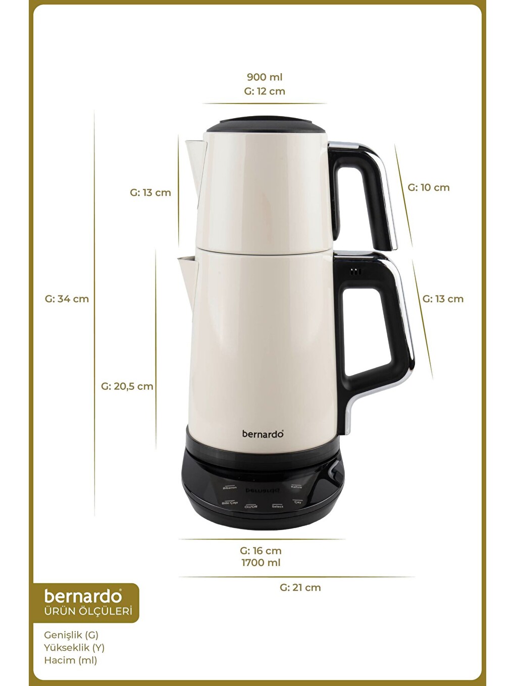 Nova Dijital Çelik Çay Makinesi Krem-1