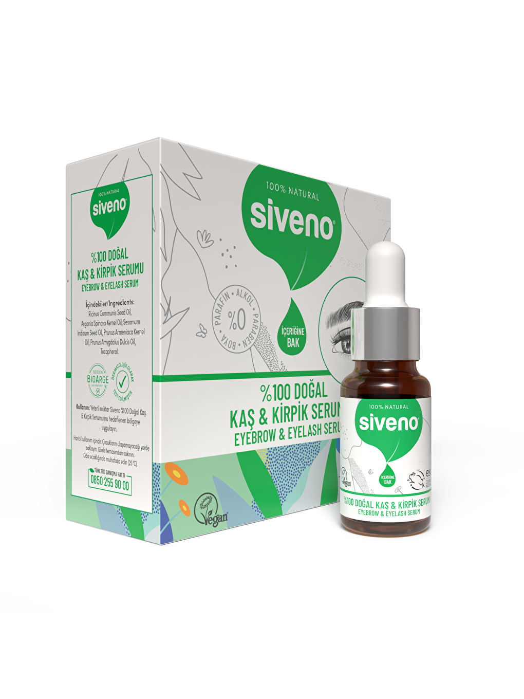 %100 Doğal Kaş ve Kirpik Serumu Bitkisel Yoğunlaştırıcı Canlandırıcı Yoğun Bakım Yağı Vegan 10 ml-5