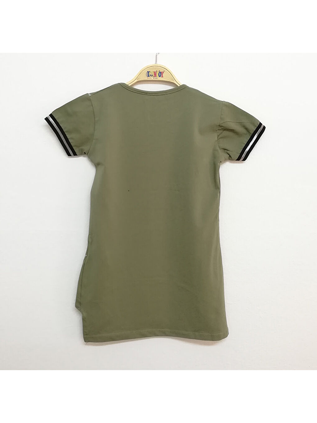 Haki Kız Çocuk Yes Baskılı Tişört-1