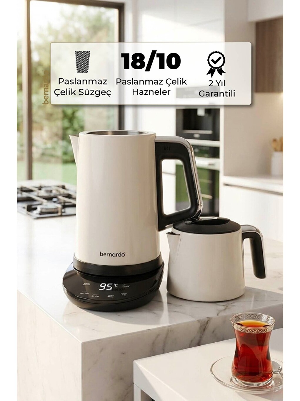 Nova Dijital Çelik Çay Makinesi Krem-5