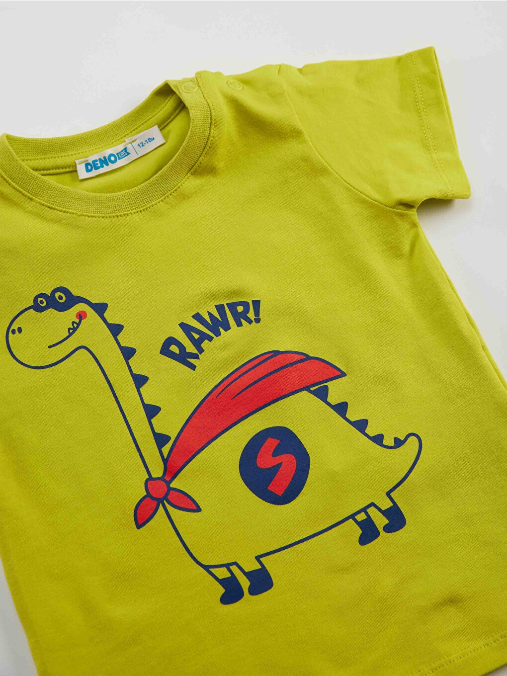 Karışık Super Dino Erkek Bebek Tişört Kapri Şort Takım-4