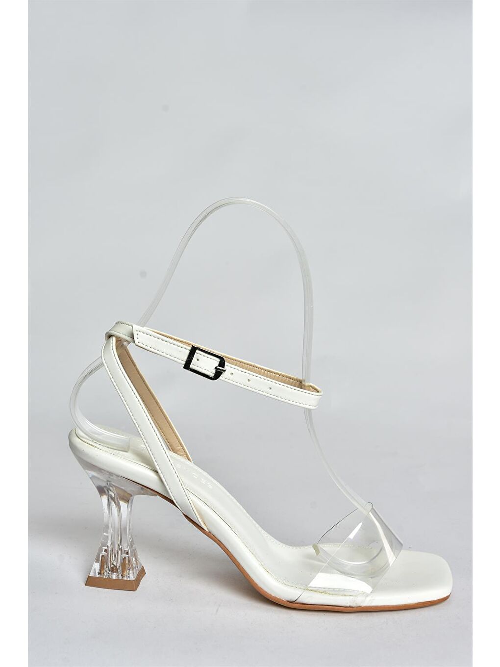 Beyaz Cam Topuklu Kadın Ayakkabı P518291709-3